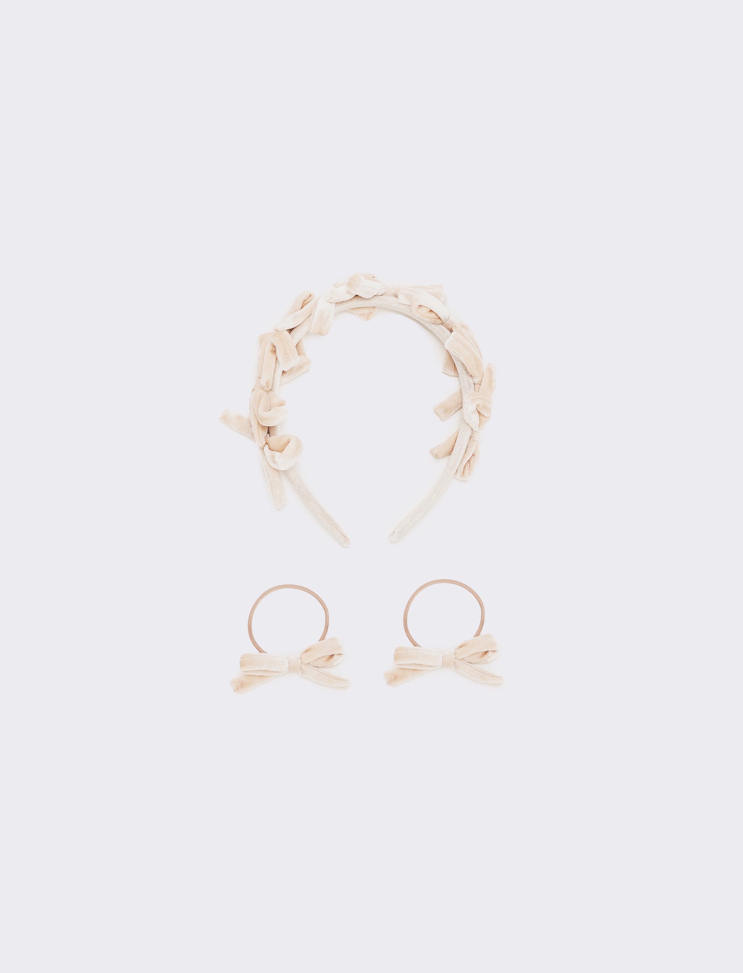 Set velluto con fiocchetti bambina - Rosa