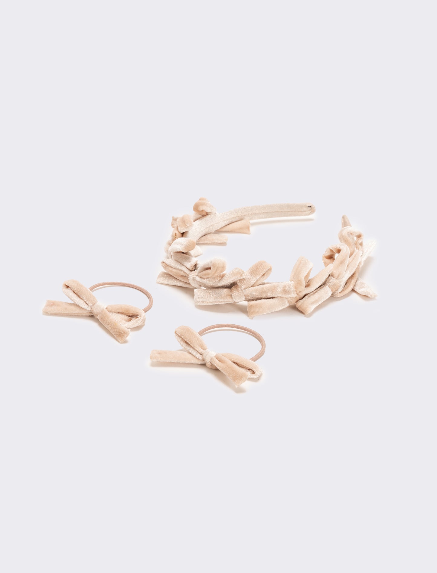 Set velluto con fiocchetti bambina - Rosa