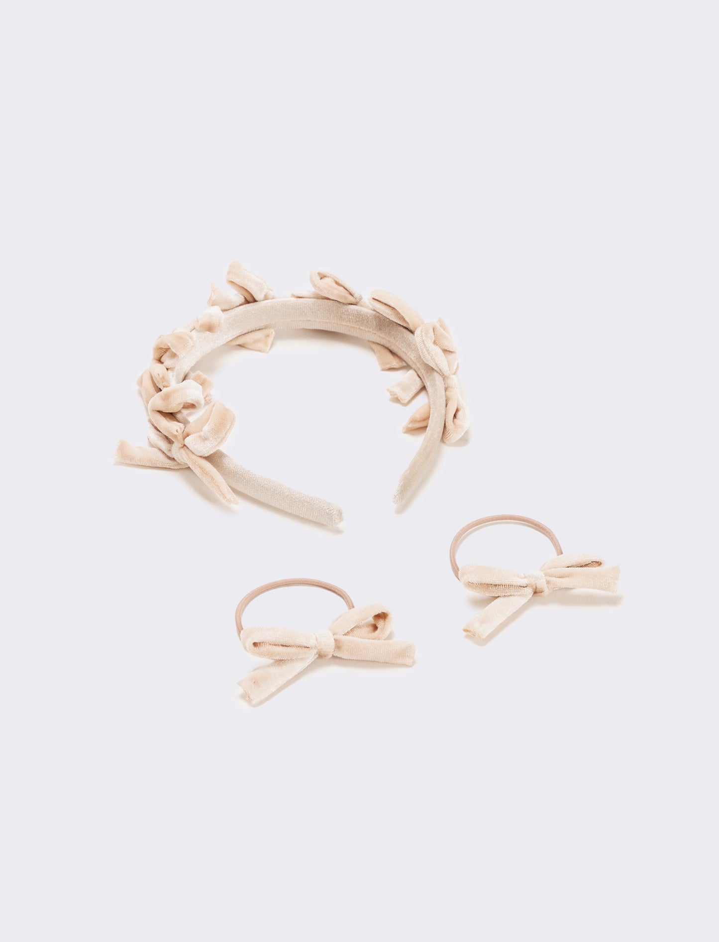 Set velluto con fiocchetti bambina - Rosa