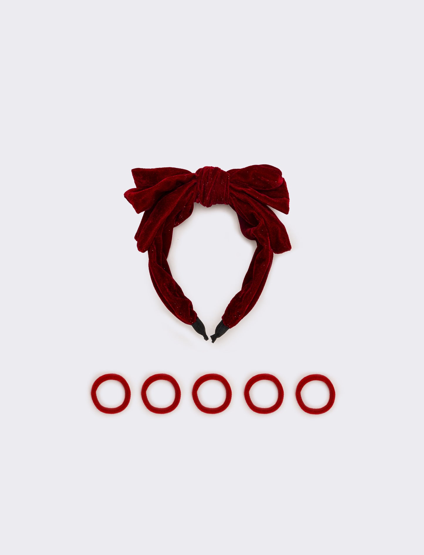 Set cerchietto con fiocco ed elastici bambina - Rosso