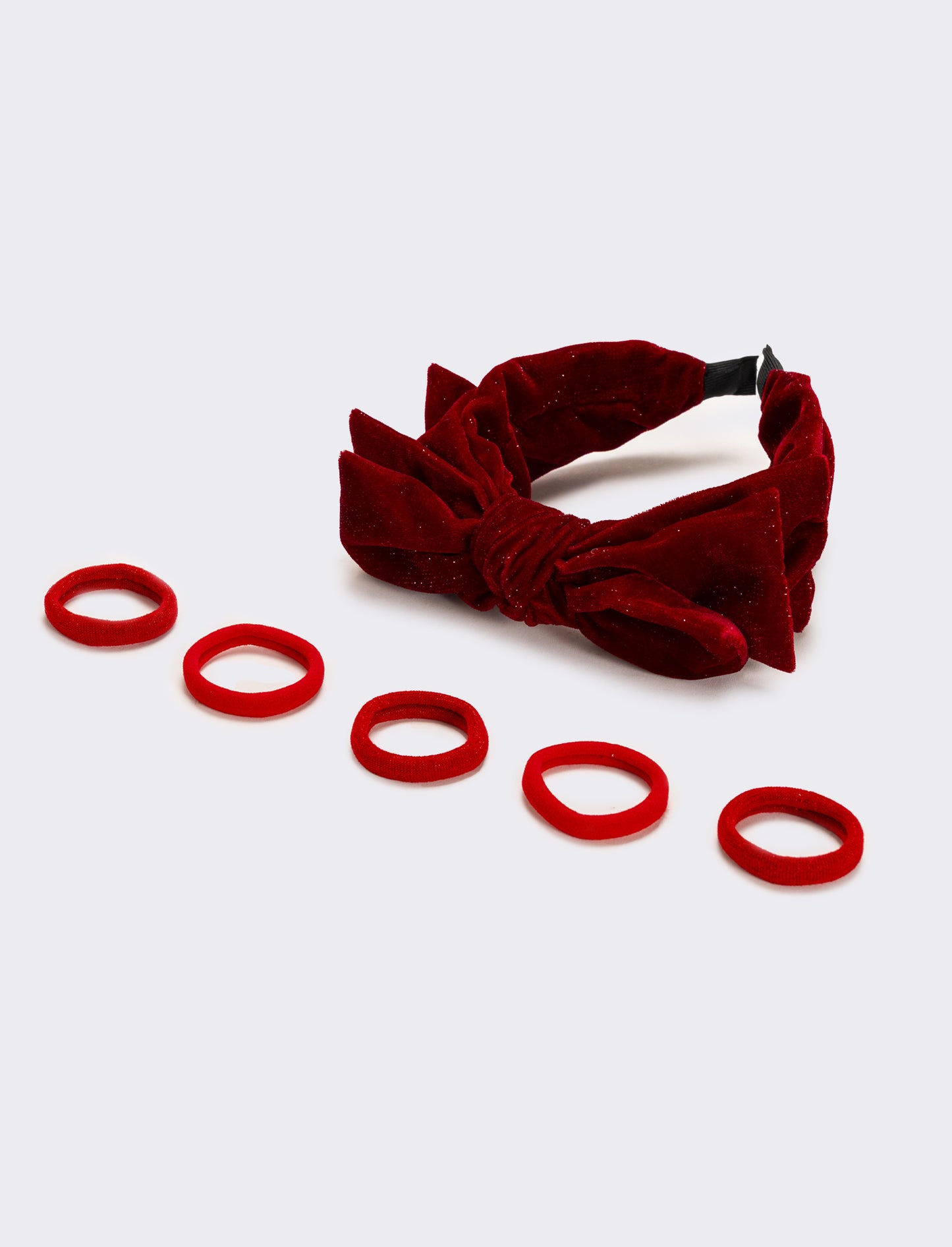 Set cerchietto con fiocco ed elastici bambina - Rosso