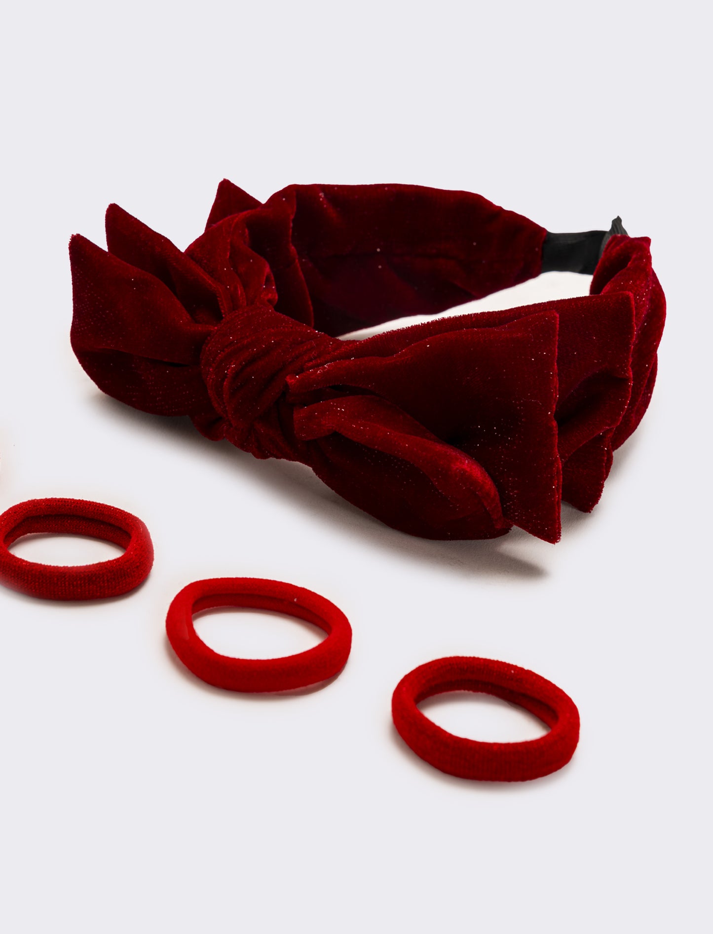 Set cerchietto con fiocco ed elastici bambina - Rosso