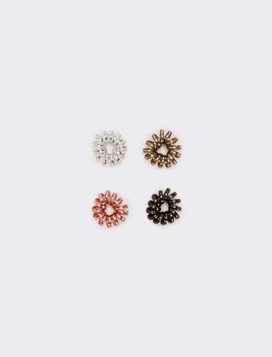 Gruppo 4 elastici ricci metallizzati donna - Multicolore
