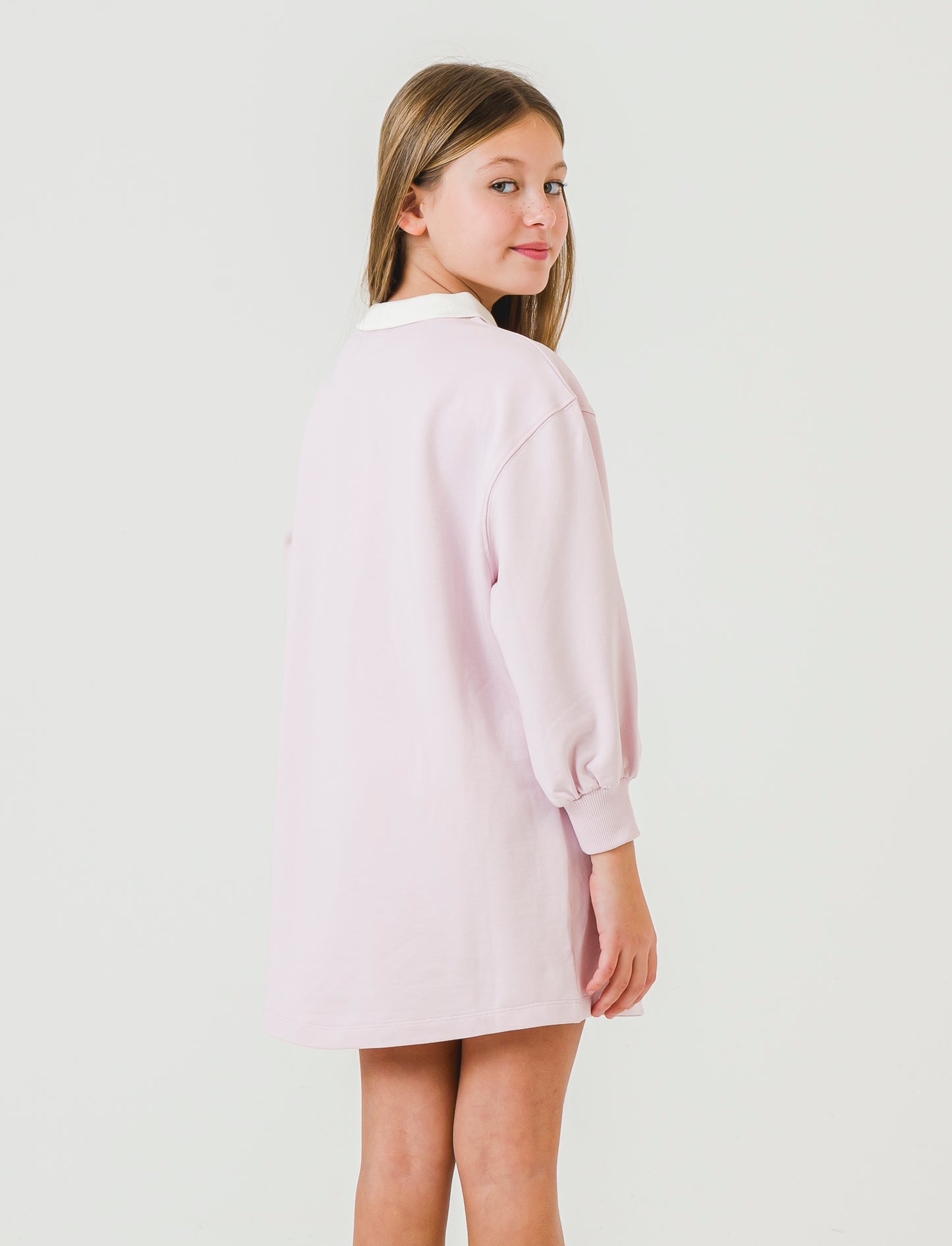 Short Cotton Dress with 3D Print - Street Style - Pink