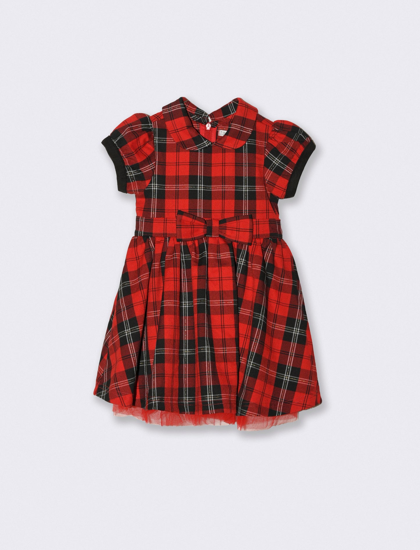 Abito con inserto in tulle - Rosso