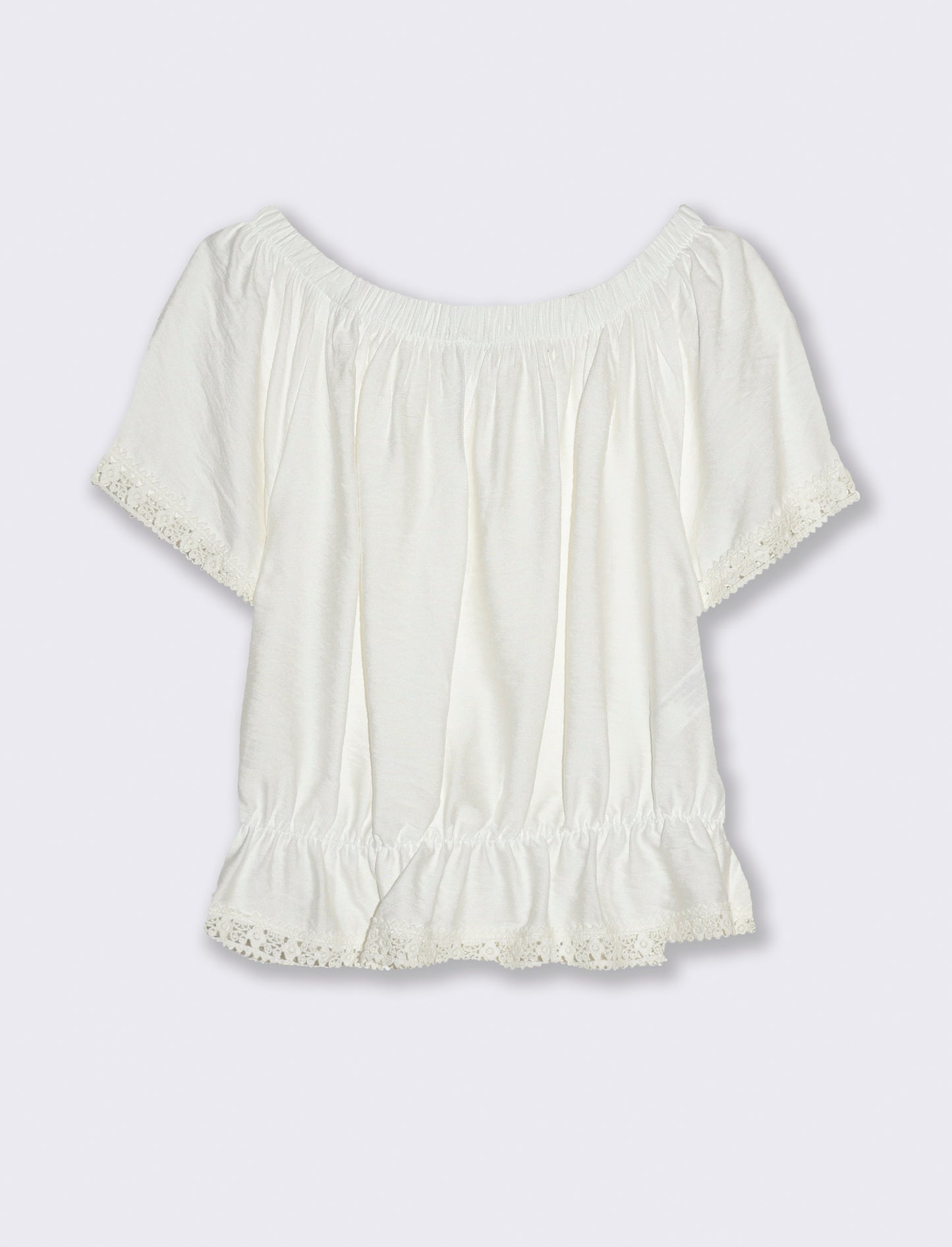 T-shirt con pizzo da donna - Bianco latte