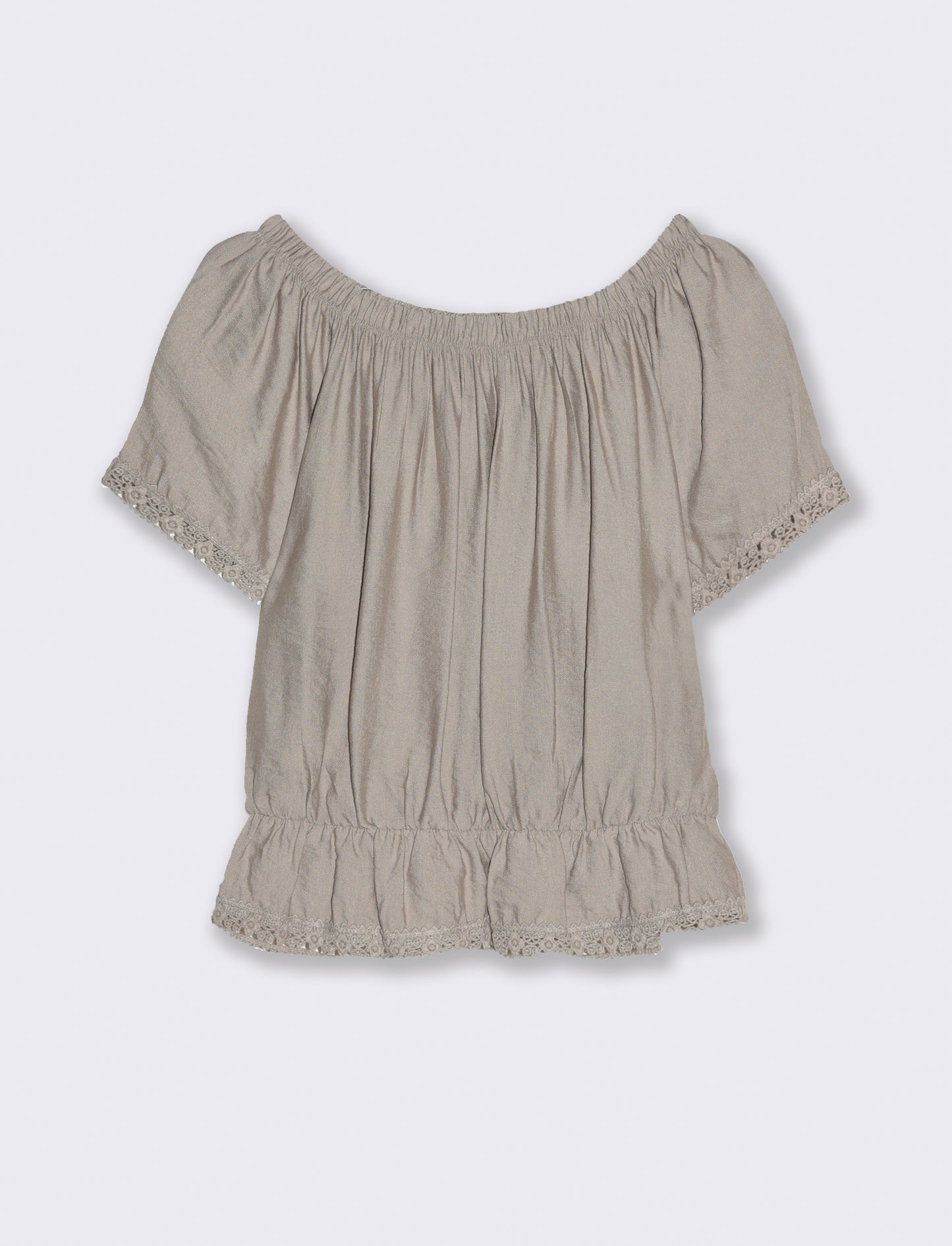 T-shirt con pizzo da donna - Beige