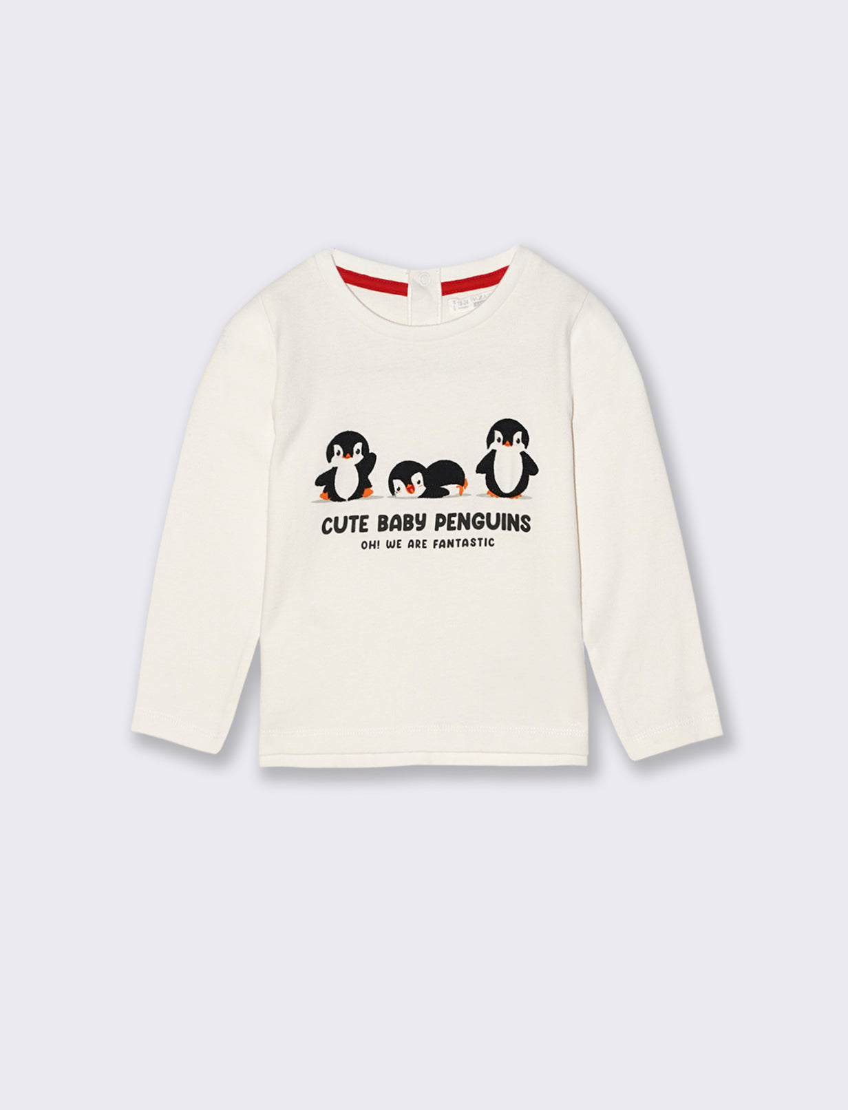 T shirt stampa pinguini - Bianco latte