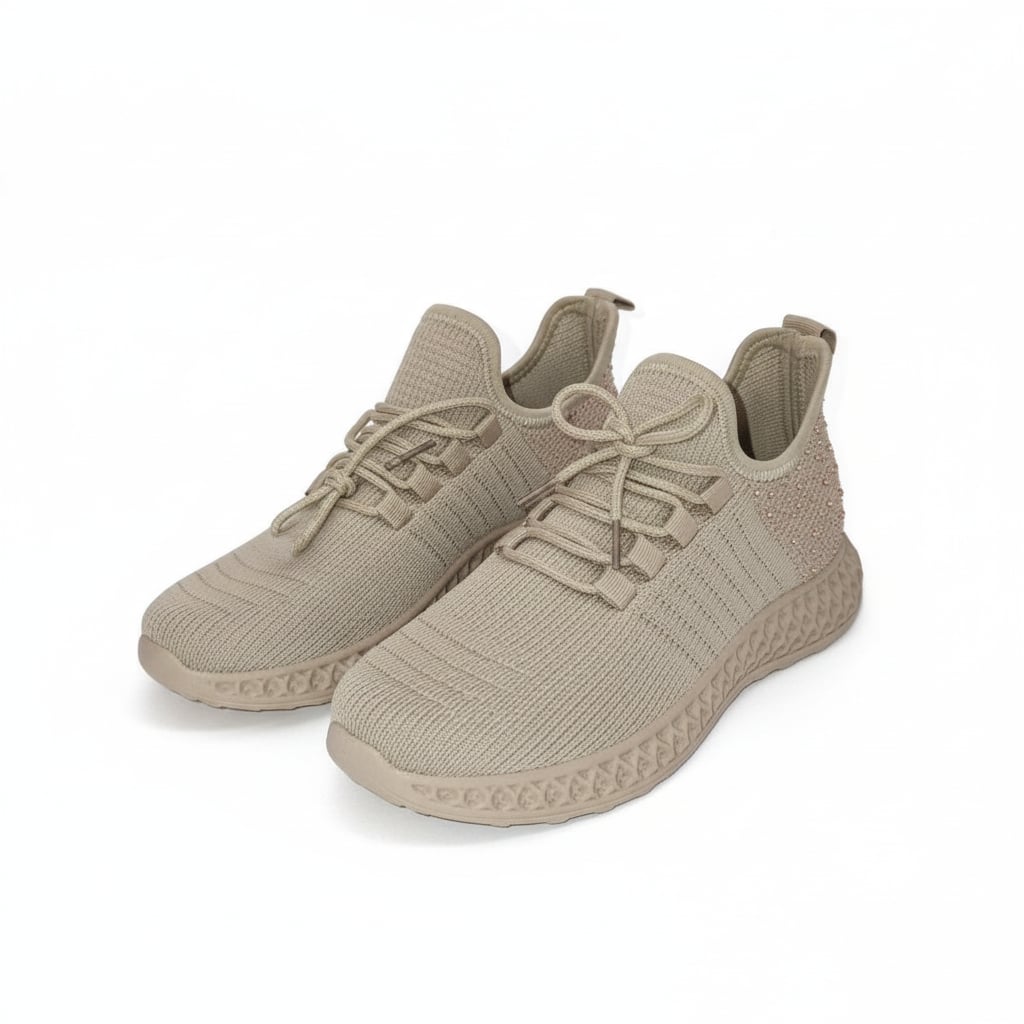 Sneakers da donna con strass. - Beige