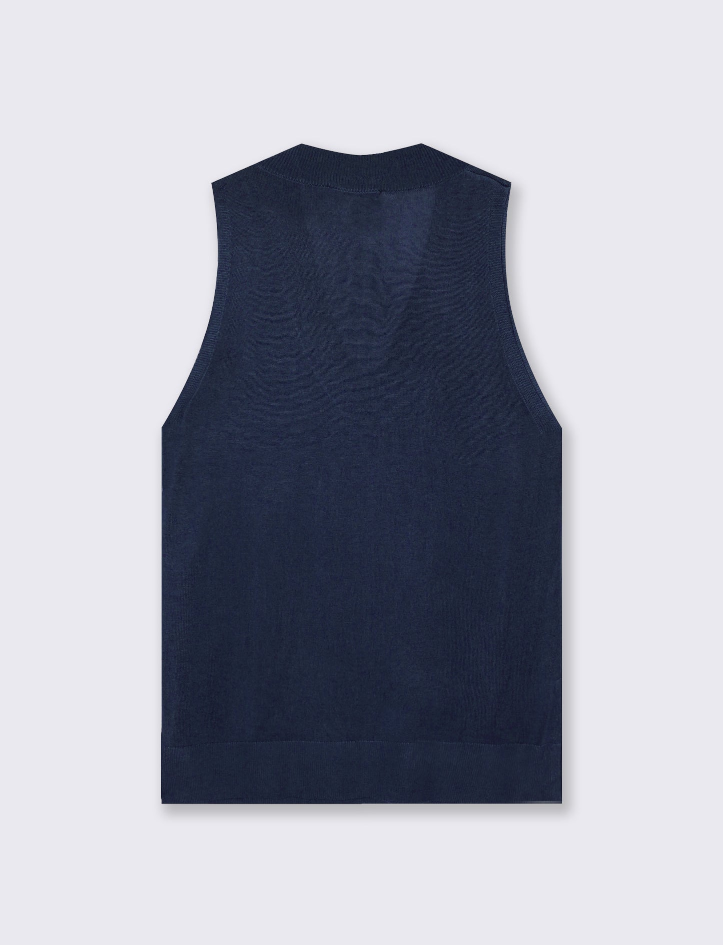 Long vest with V-neck and side slits - Blue
