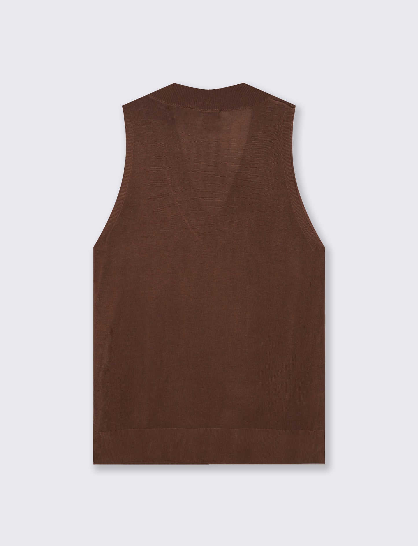 Gilet lungo con scollo a V e spacchi laterali - Marrone