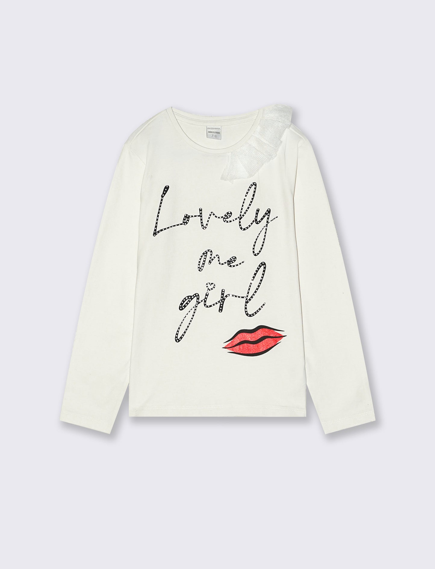 T-SHIRT  CON ROUCHES - Bianco latte