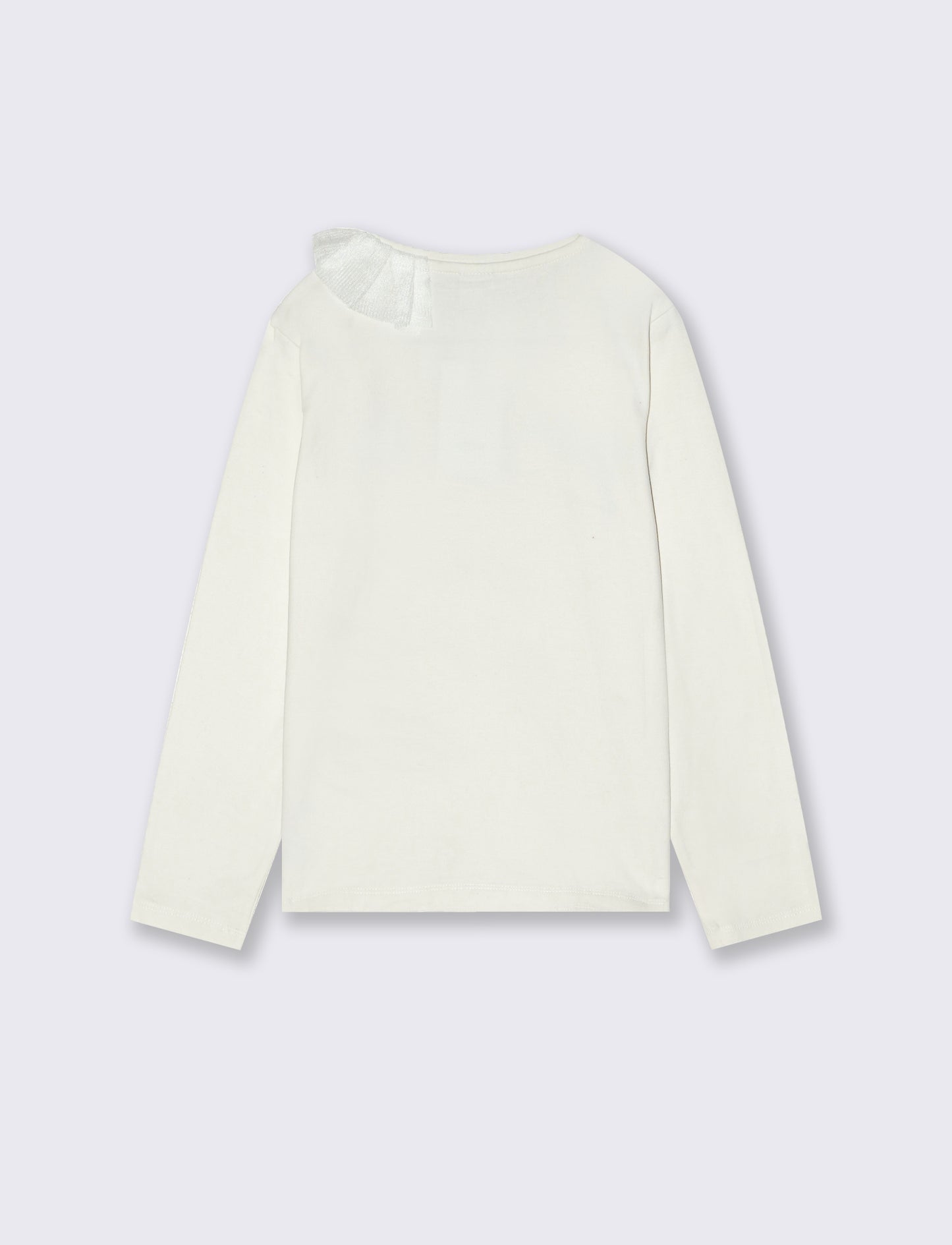 T-SHIRT  CON ROUCHES - Bianco latte