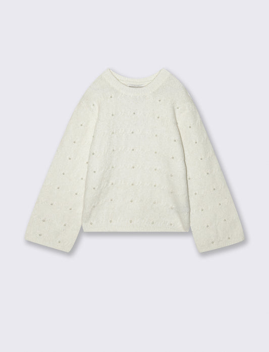 Maglia con perle - Bianco sporco