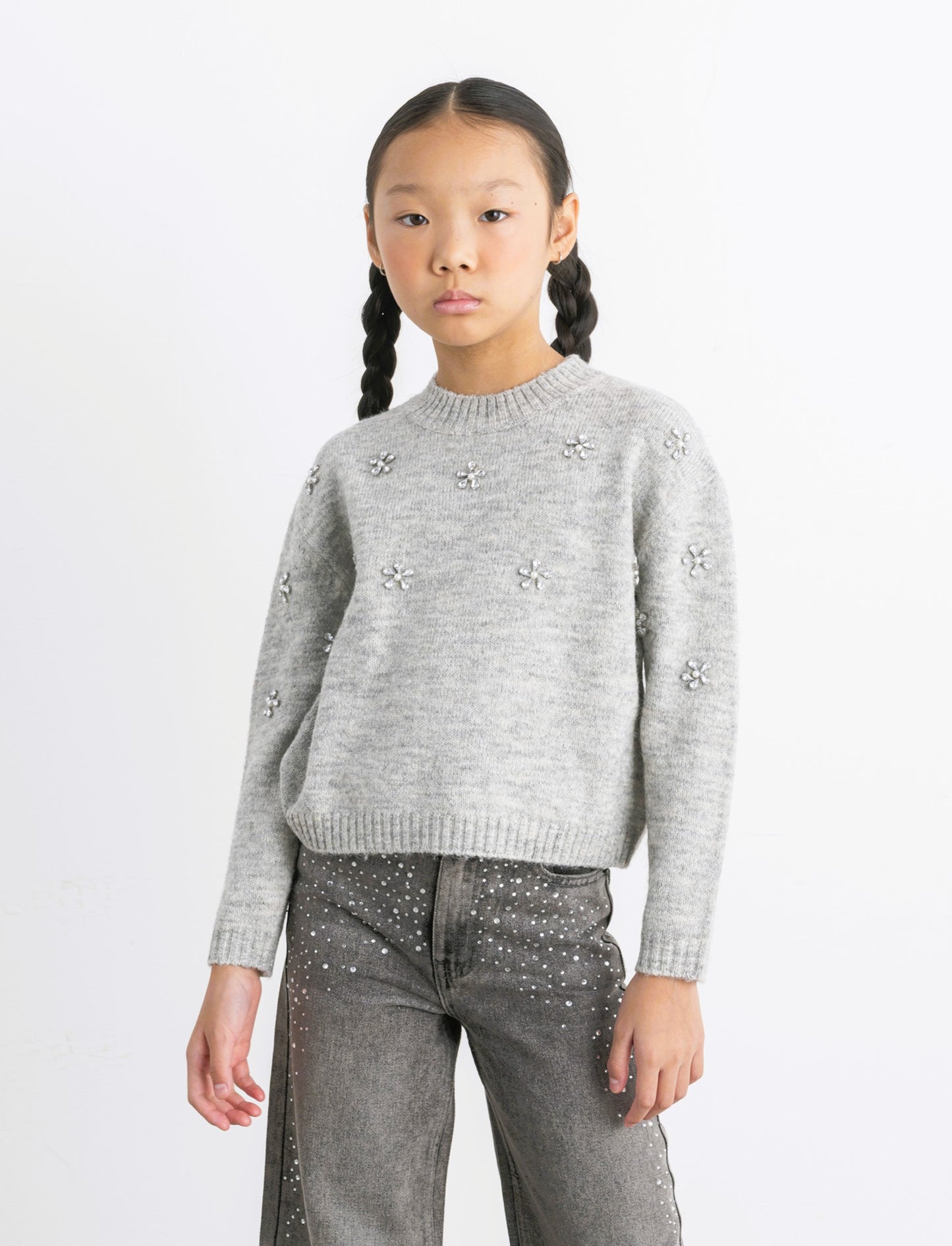 Maglia con pietre - Grigio melange