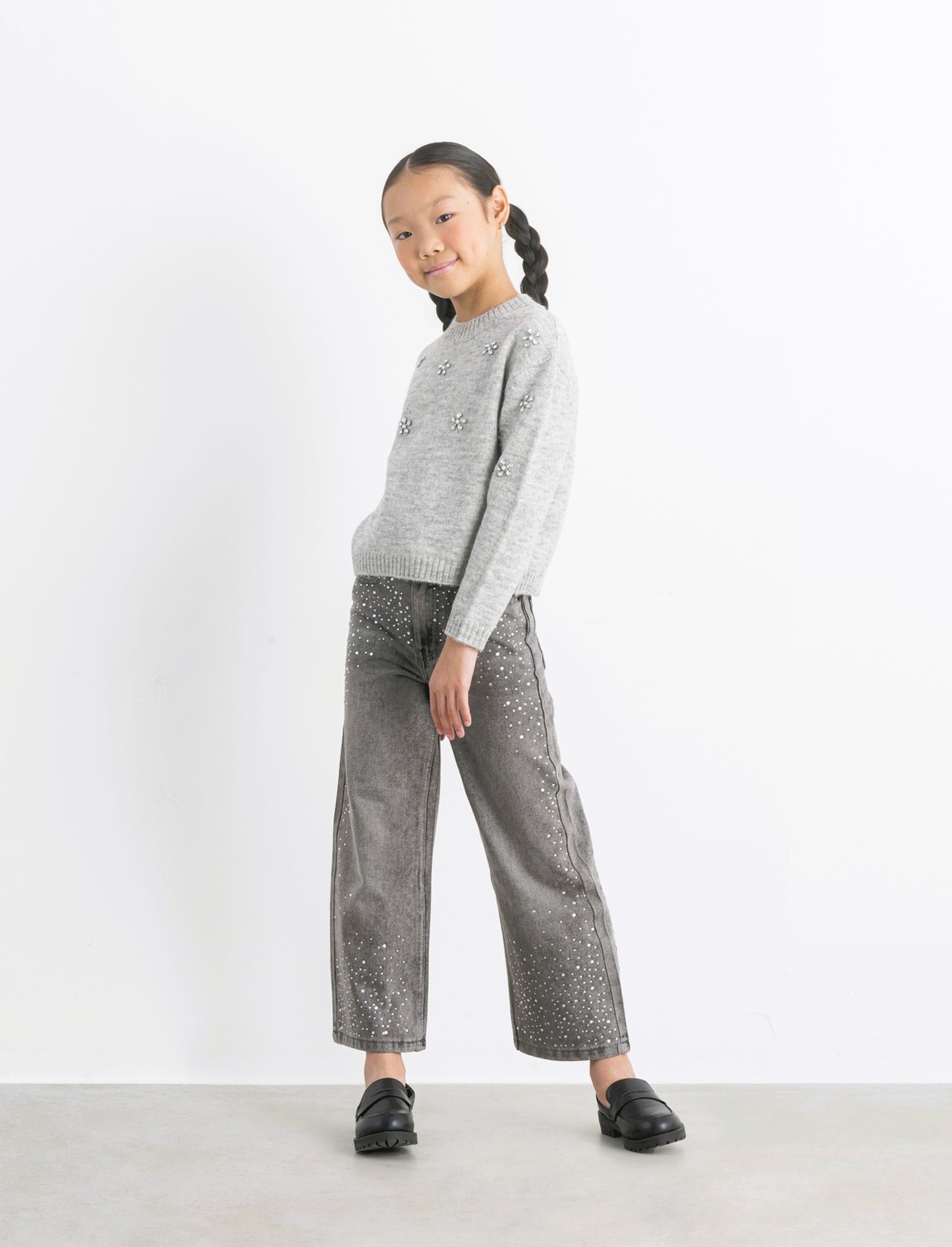 Maglia con pietre - Grigio melange