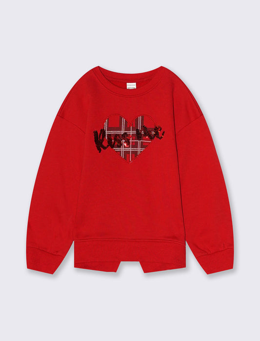 Felpa da bambina patch - Rosso