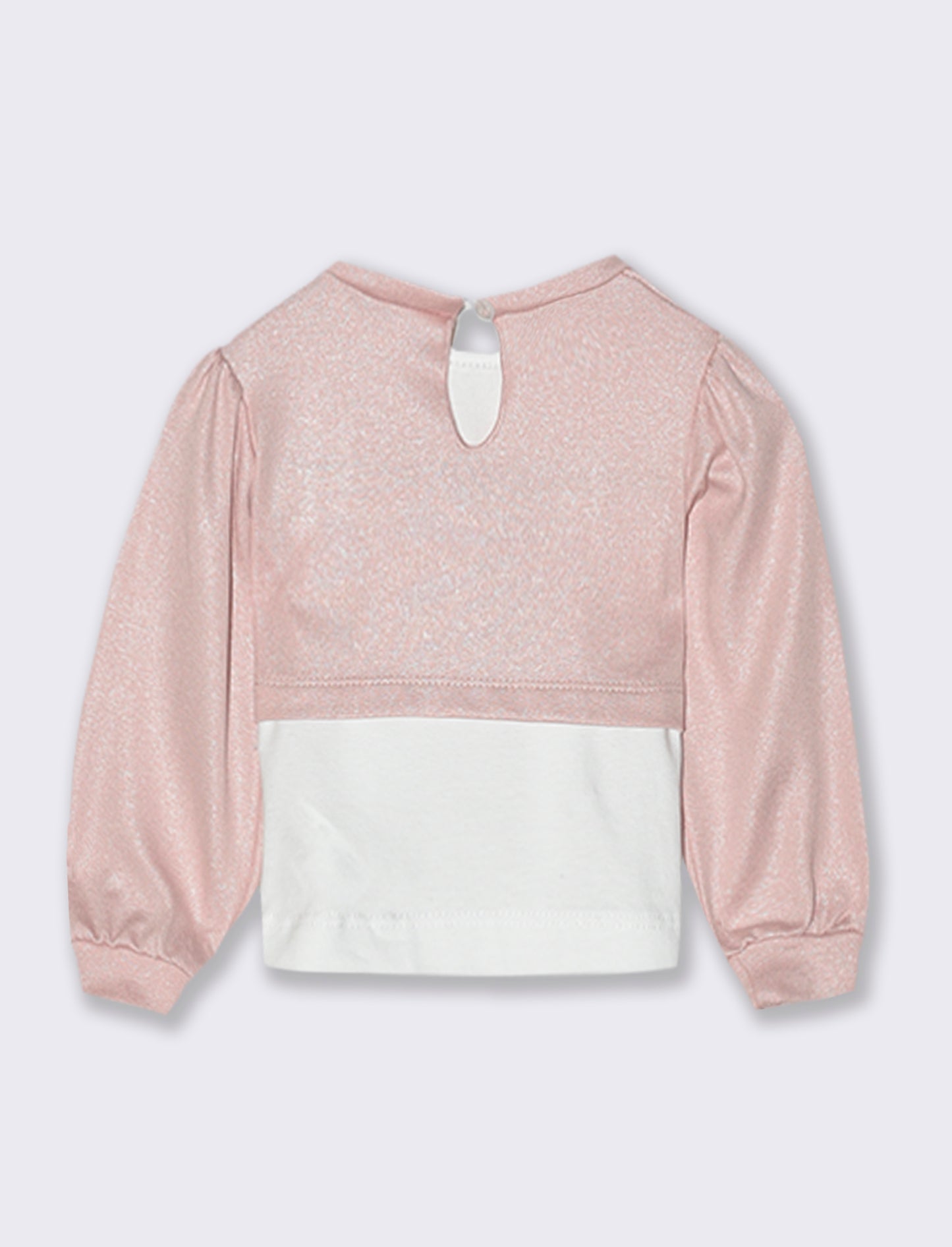 T-shirt elegante manica lunga da neonata con cardigan cucito. - Rosa