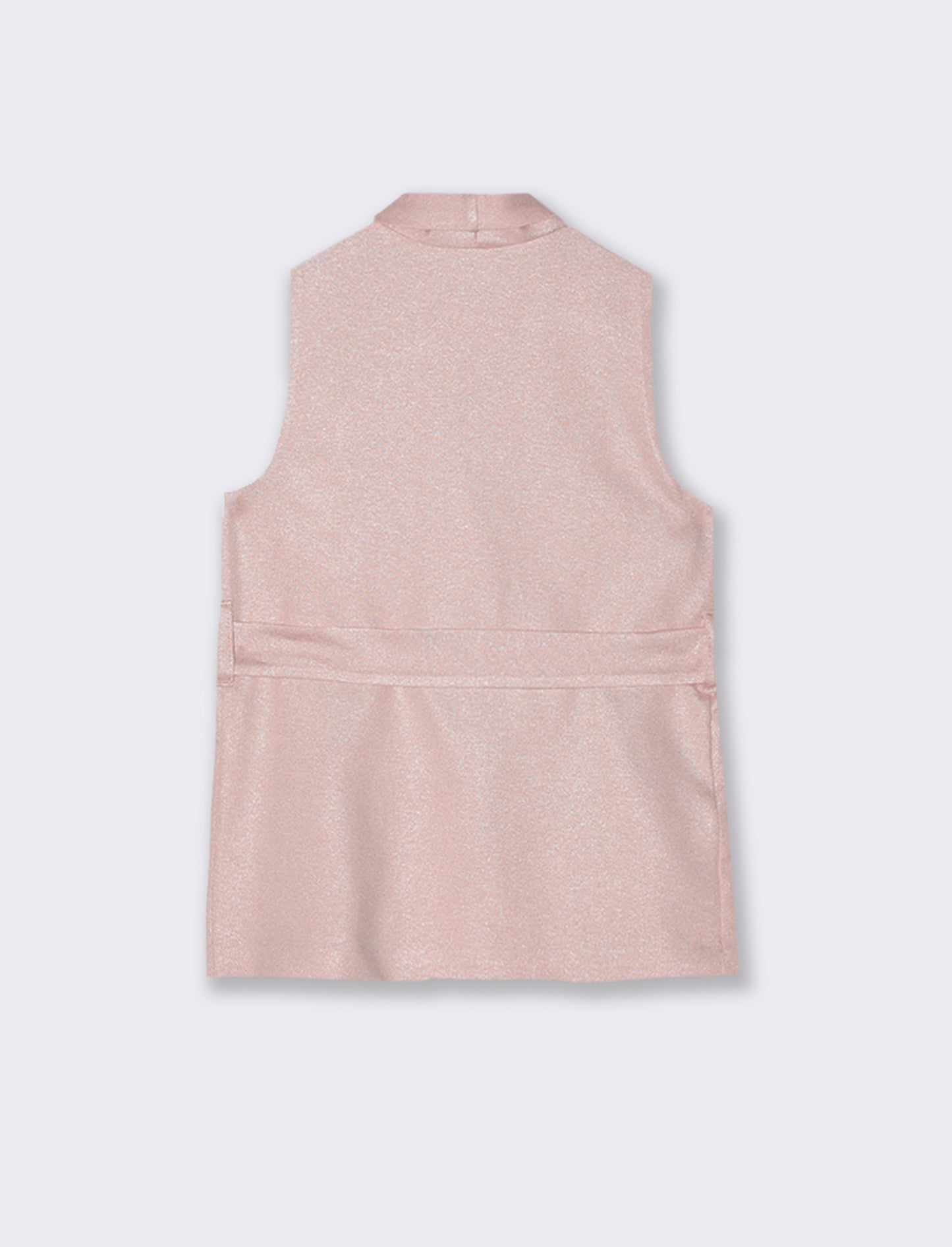 Gilet elegante da bambina in tessuto effetto lamè. - Rosa