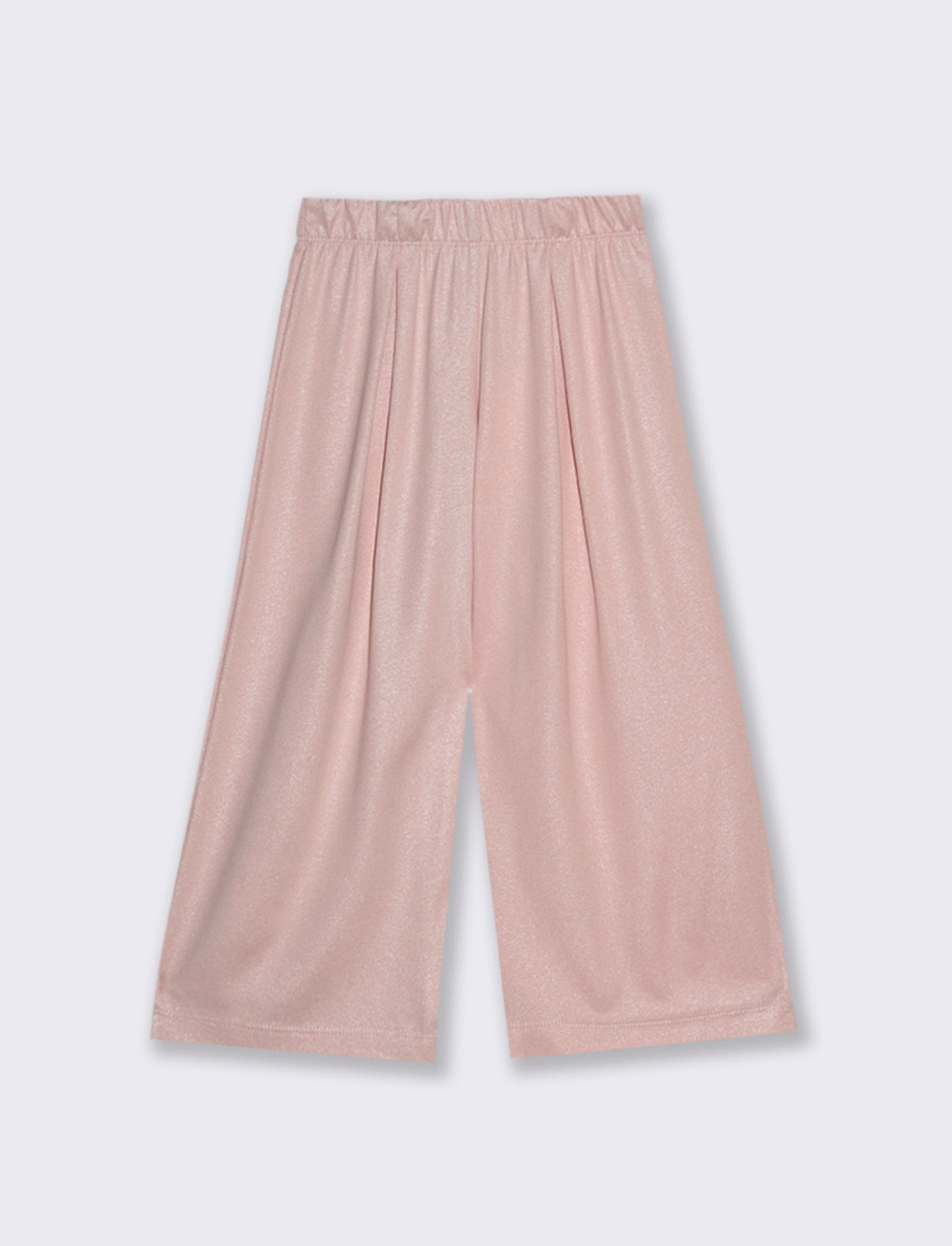 Pantaloni gamba larga da bambina in tessuto effetto lamè. - Rosa