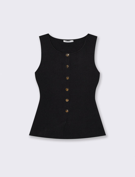 Gilet in maglia con bottoni - Nero