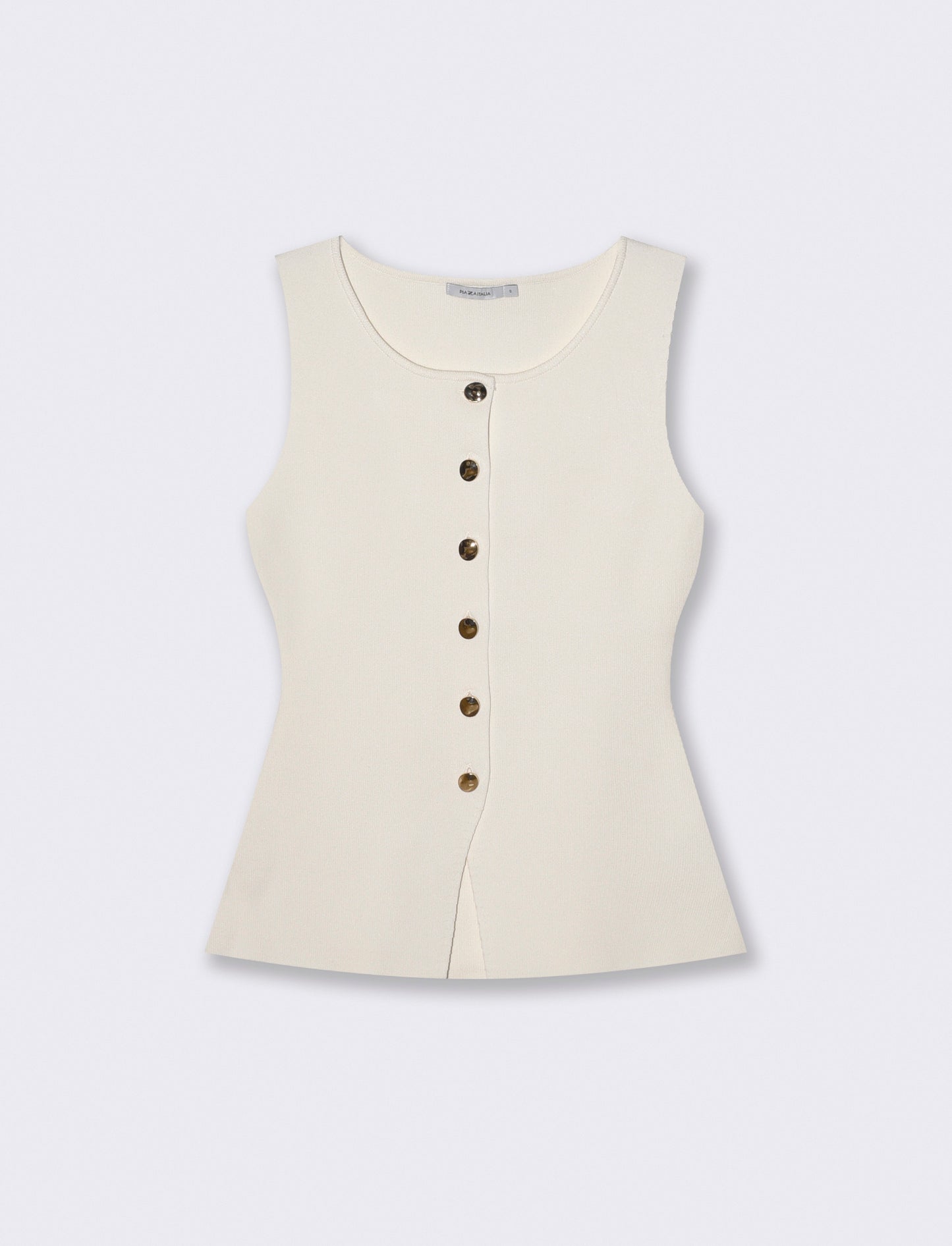 Knitted vest with buttons - Beige