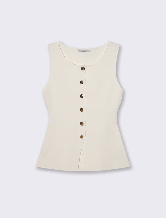 Gilet in maglia con bottoni - Avorio