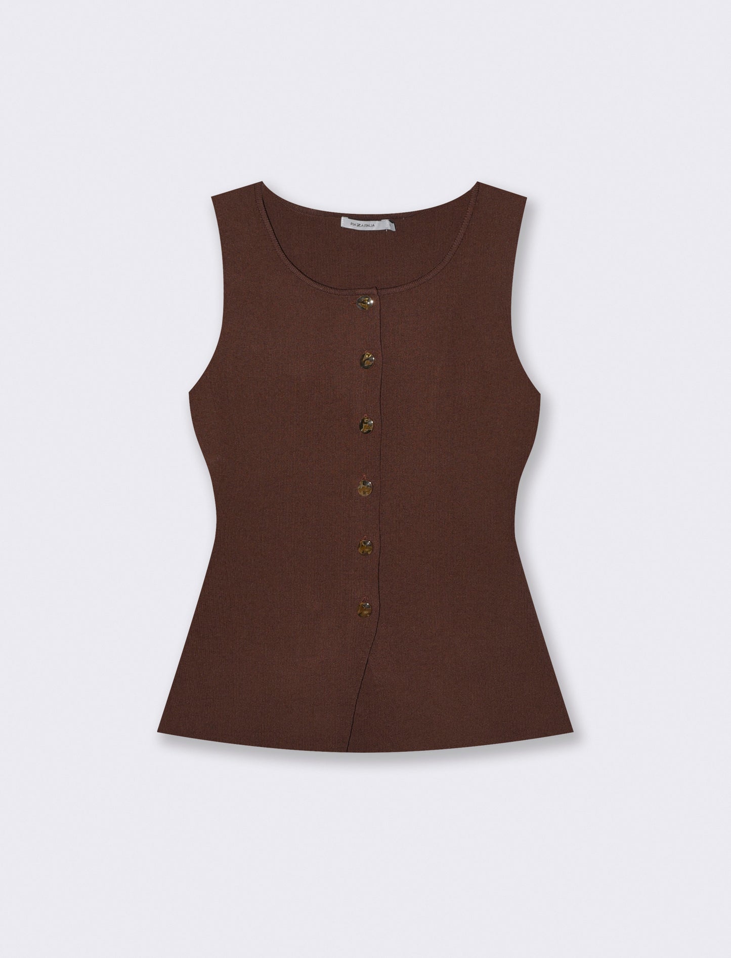 Gilet in maglia con bottoni - Marrone cioccolato