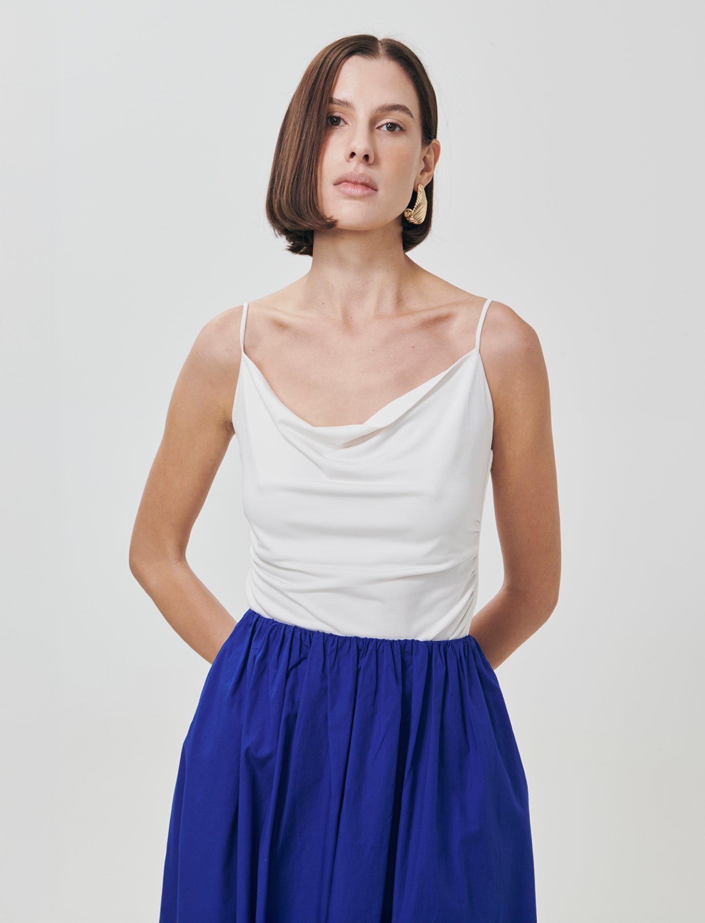 Body con spalline e scollo morbido - Avorio
