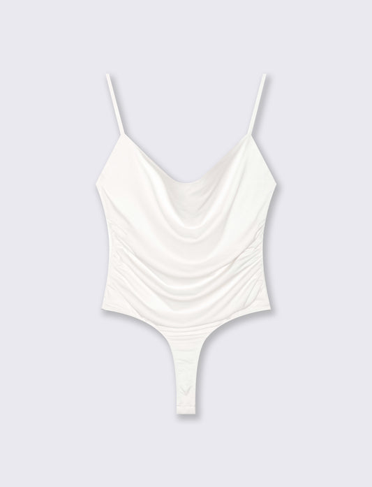 Body con spalline e scollo morbido - Avorio