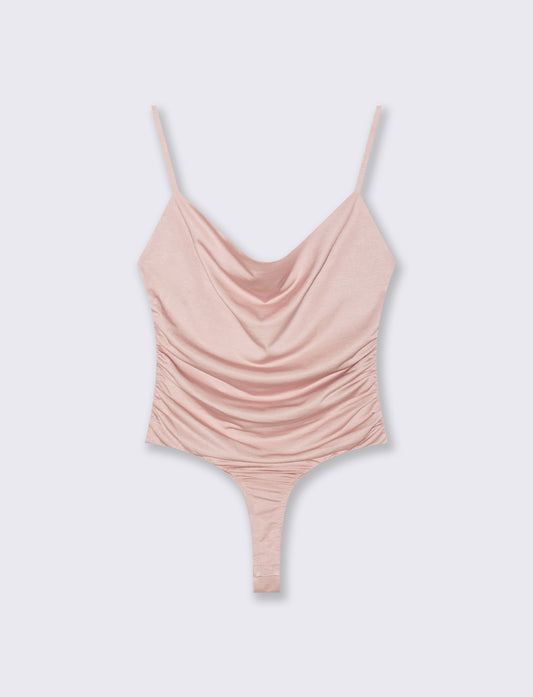Body con spalline e scollo morbido - Rosa antico