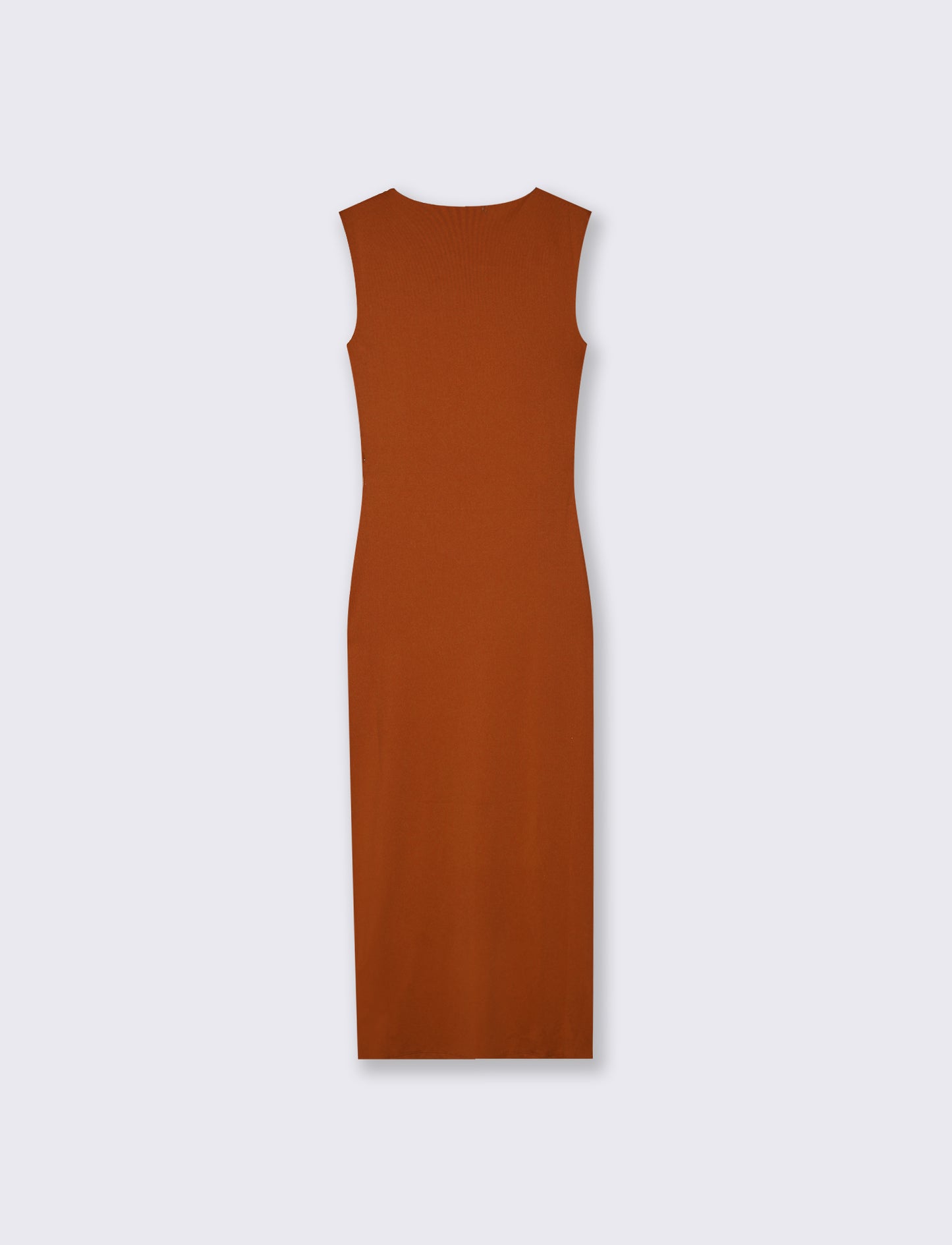 Vestito lungo asimmetrico con gioiello - Cognac