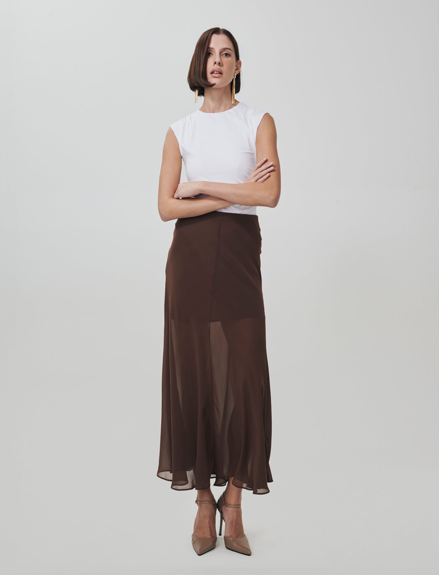 Body with ruching on hips and shoulders - White