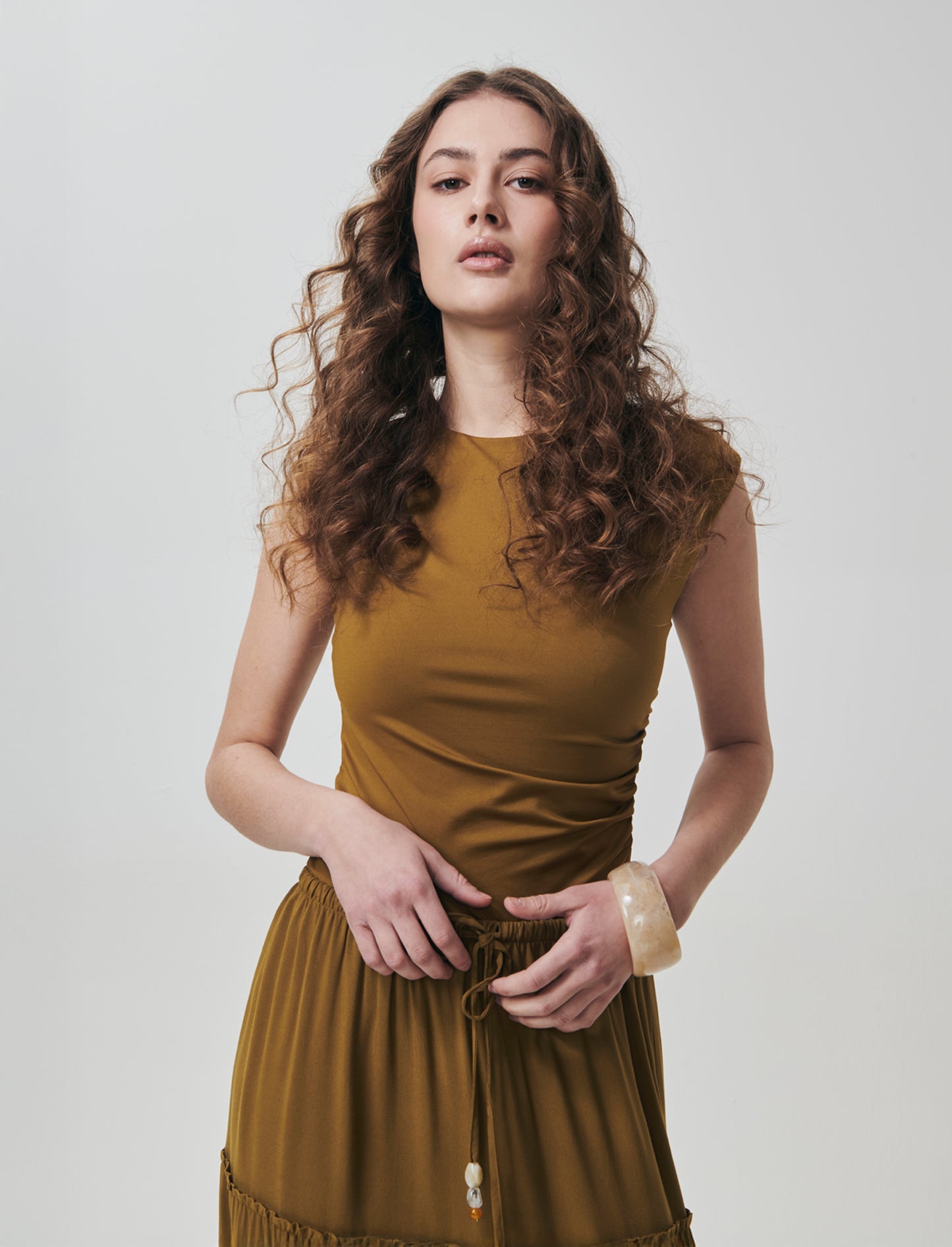 Body with ruching on hips and shoulders - Green