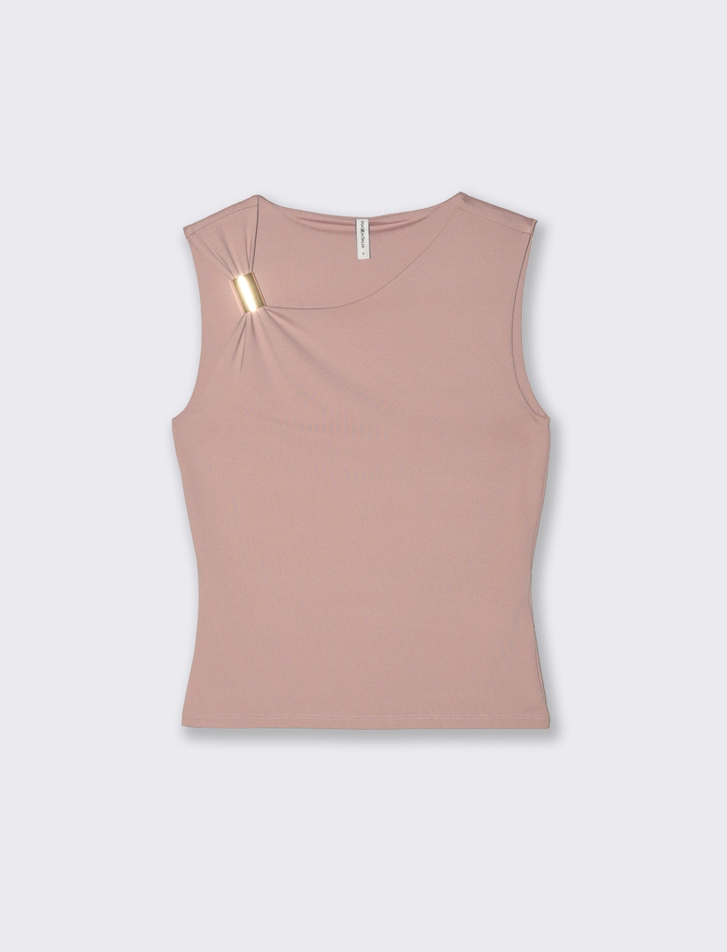 Top asimmetrico con dettaglio gioiello - Rosa antico