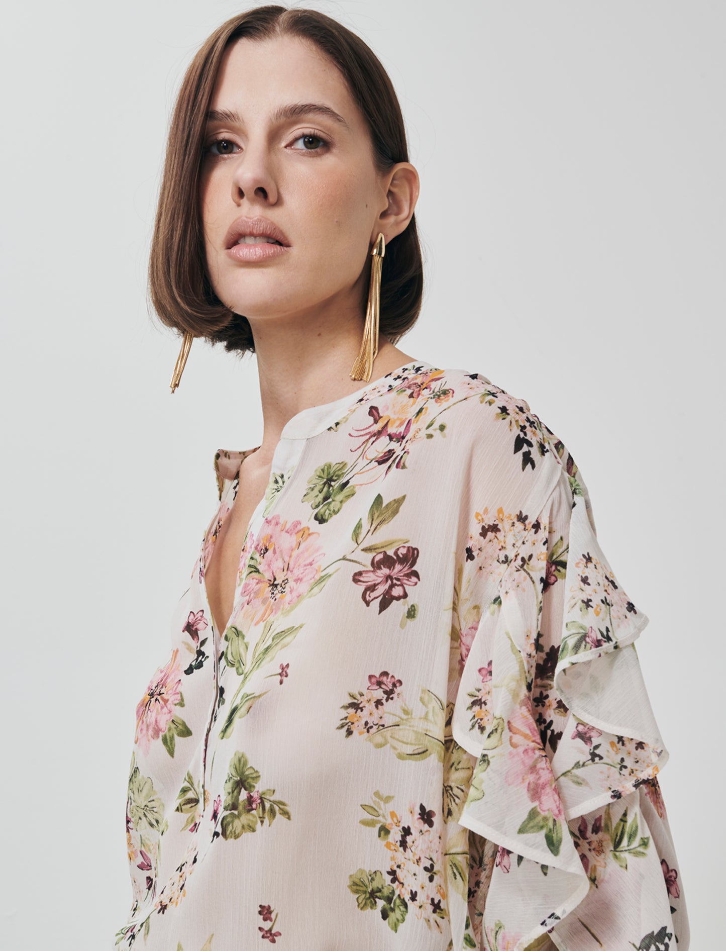 Blusa con rouches e scollo a V - var 1