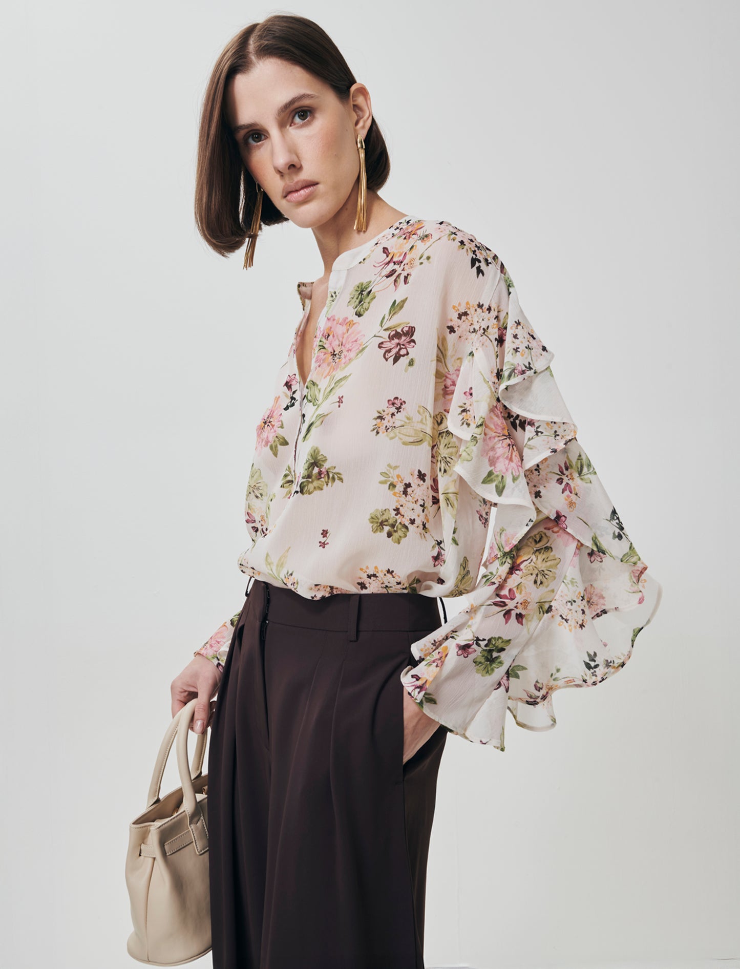 Blusa con rouches e scollo a V - var 1