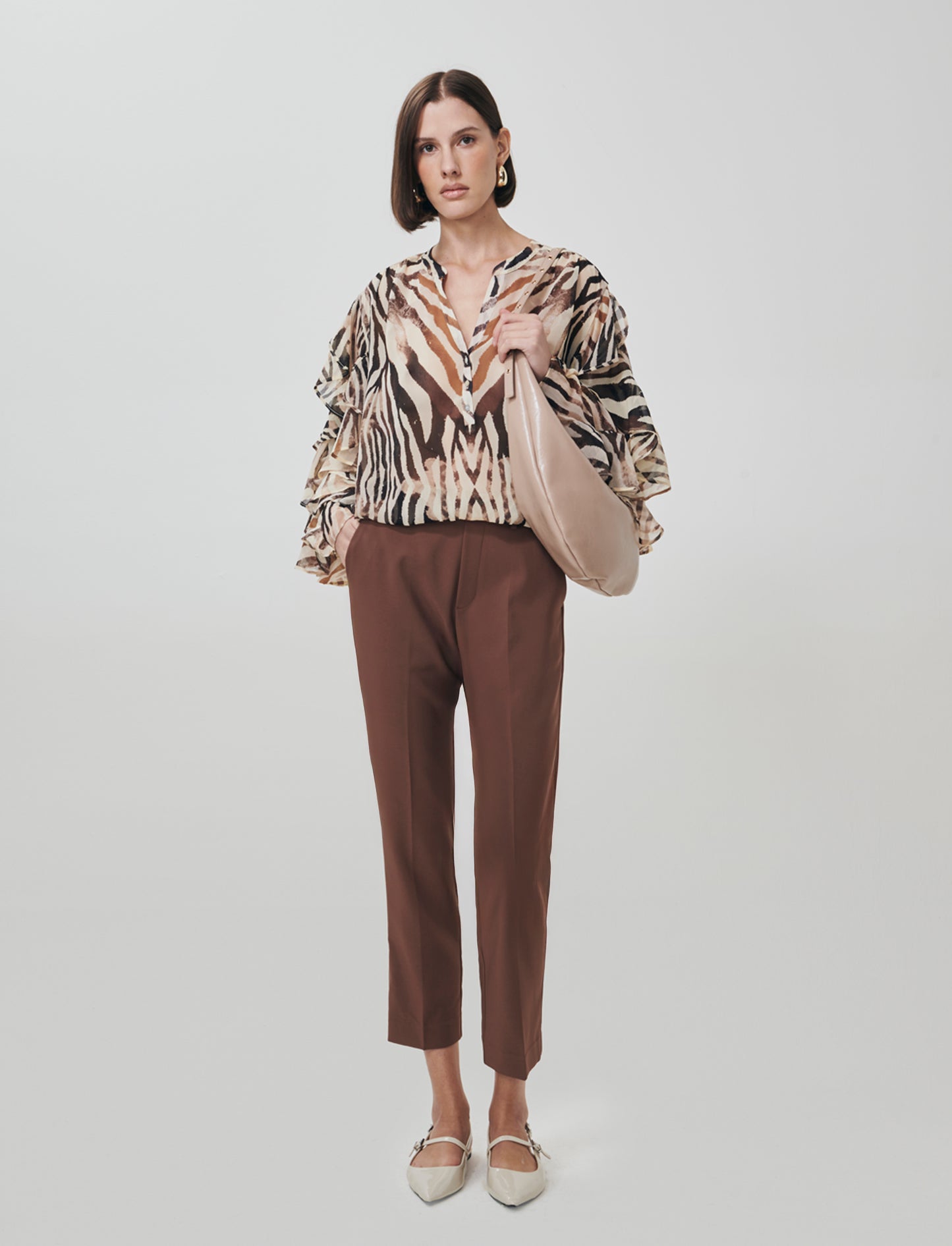 Blouse with ruffles and V-neck - 