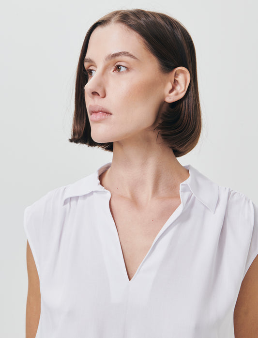 Casacca con Scollo a V Elegante - Bianco