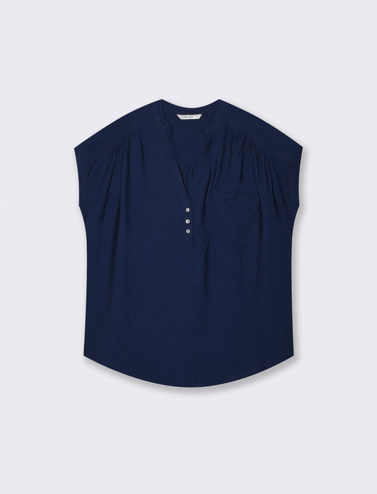 Sleeve Pocket Blouse - Blue