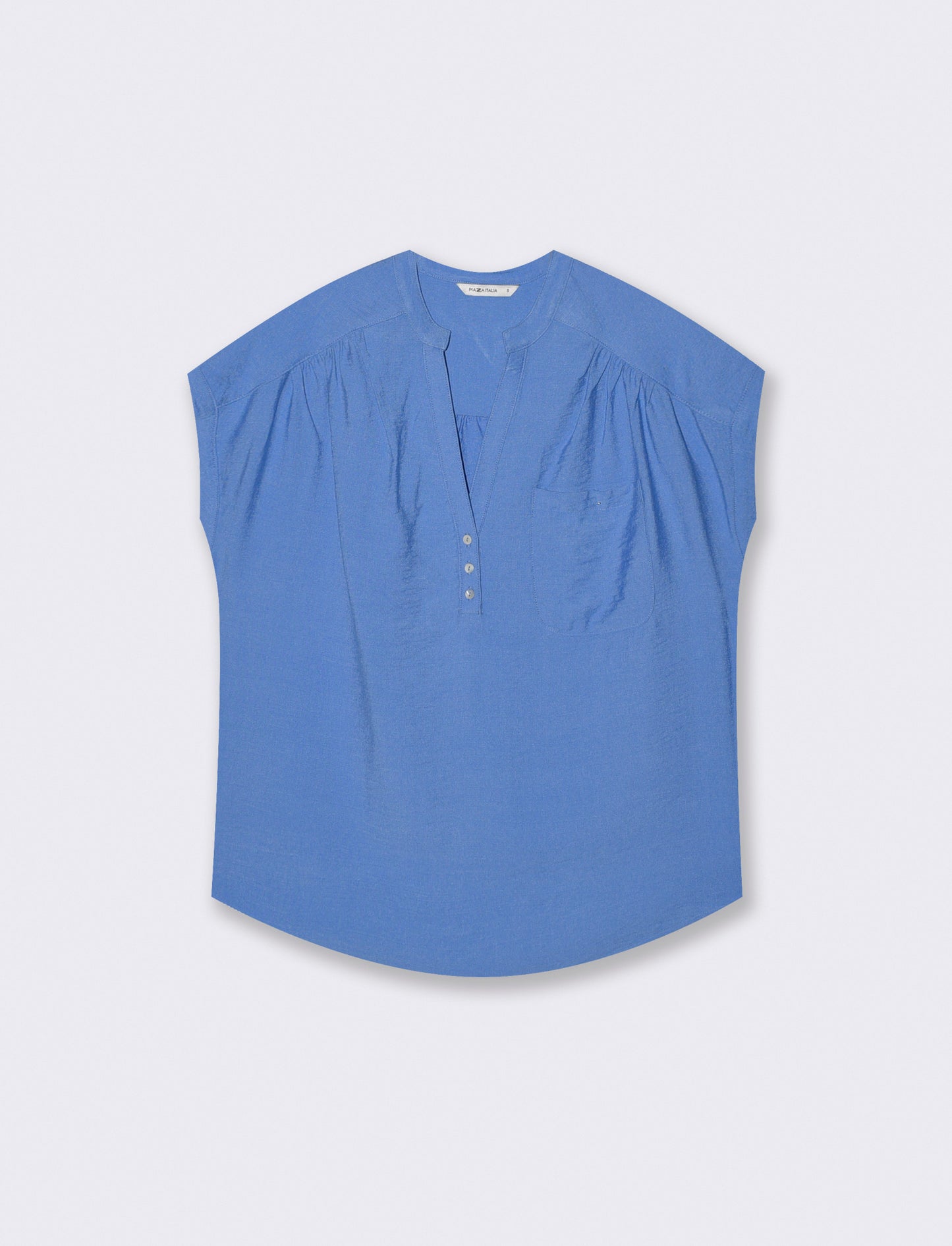 Blusa Giro Manica con Tasca - Azzurro