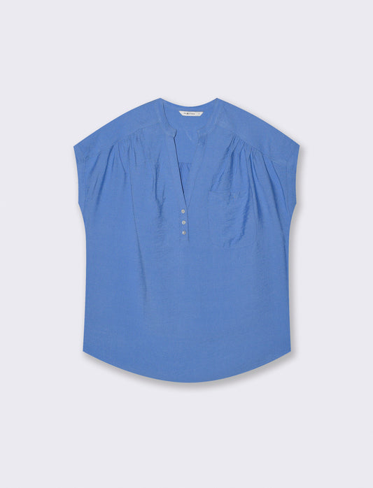 Sleeve Pocket Blouse - Sky blue