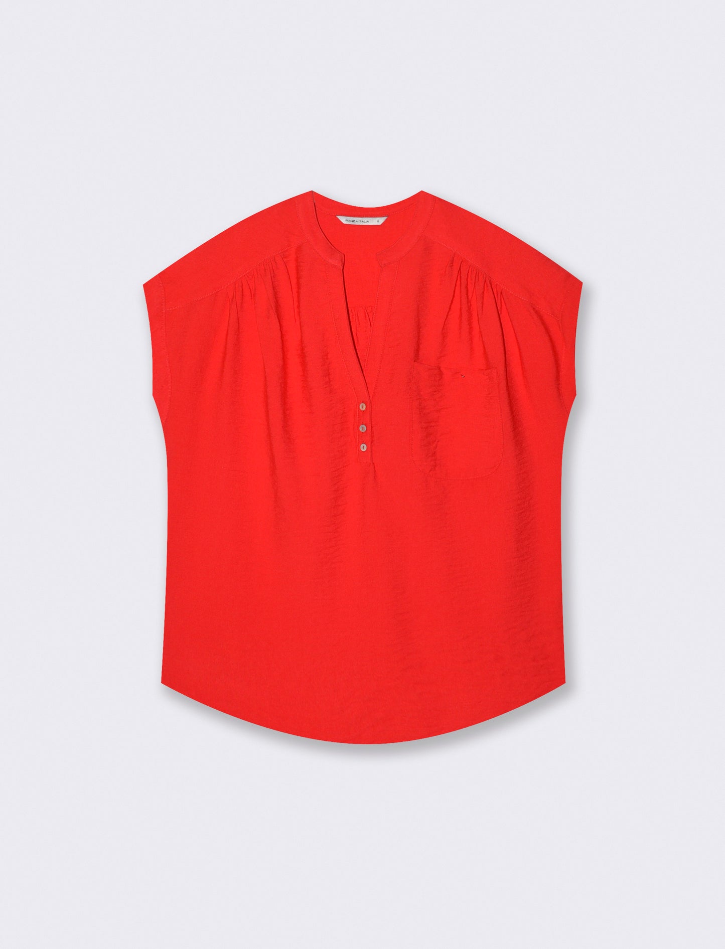 Blusa Giro Manica con Tasca - Corallo