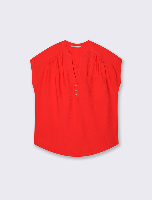 Sleeve Pocket Blouse - Orange