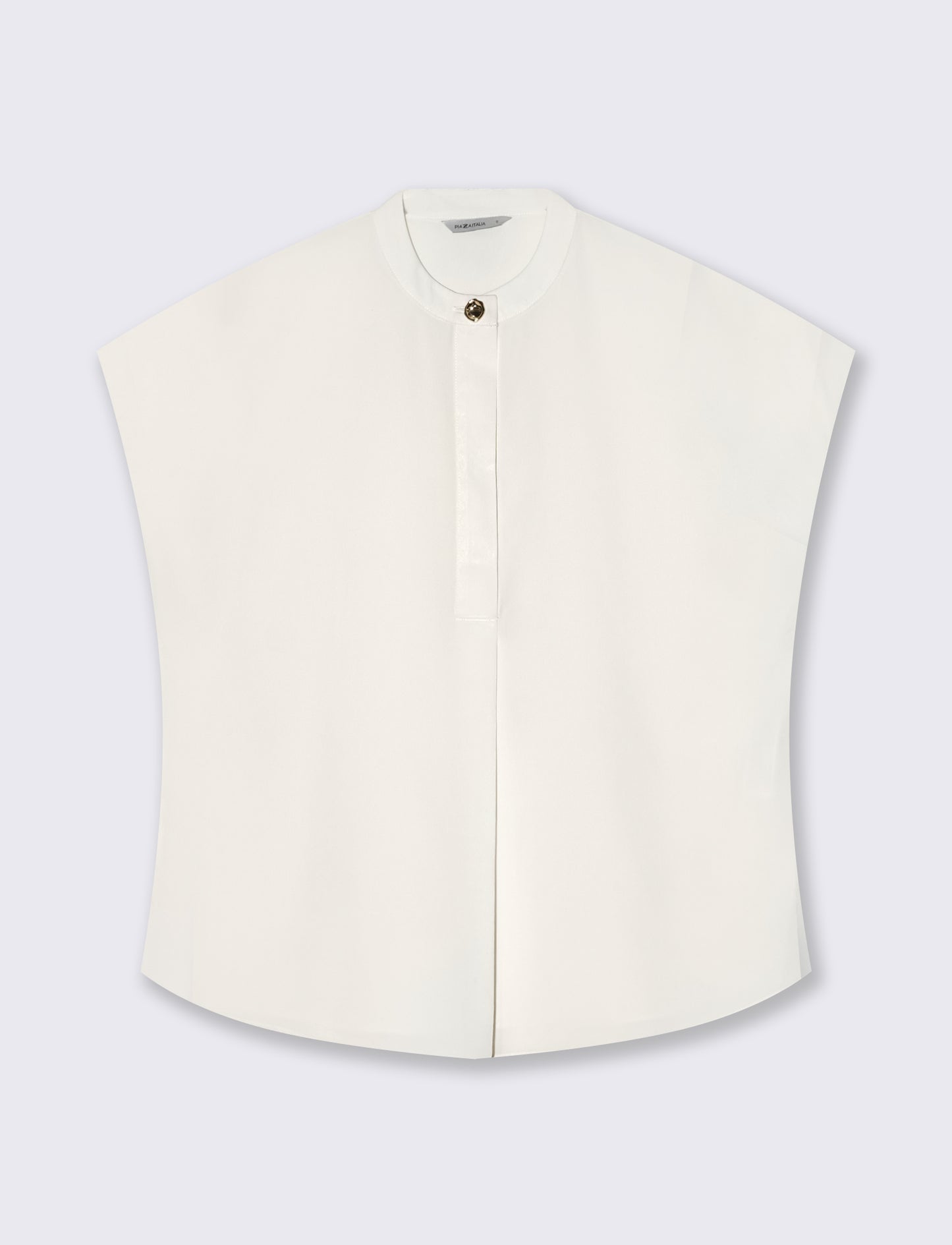 Blouse with Korean collar and slits - Beige