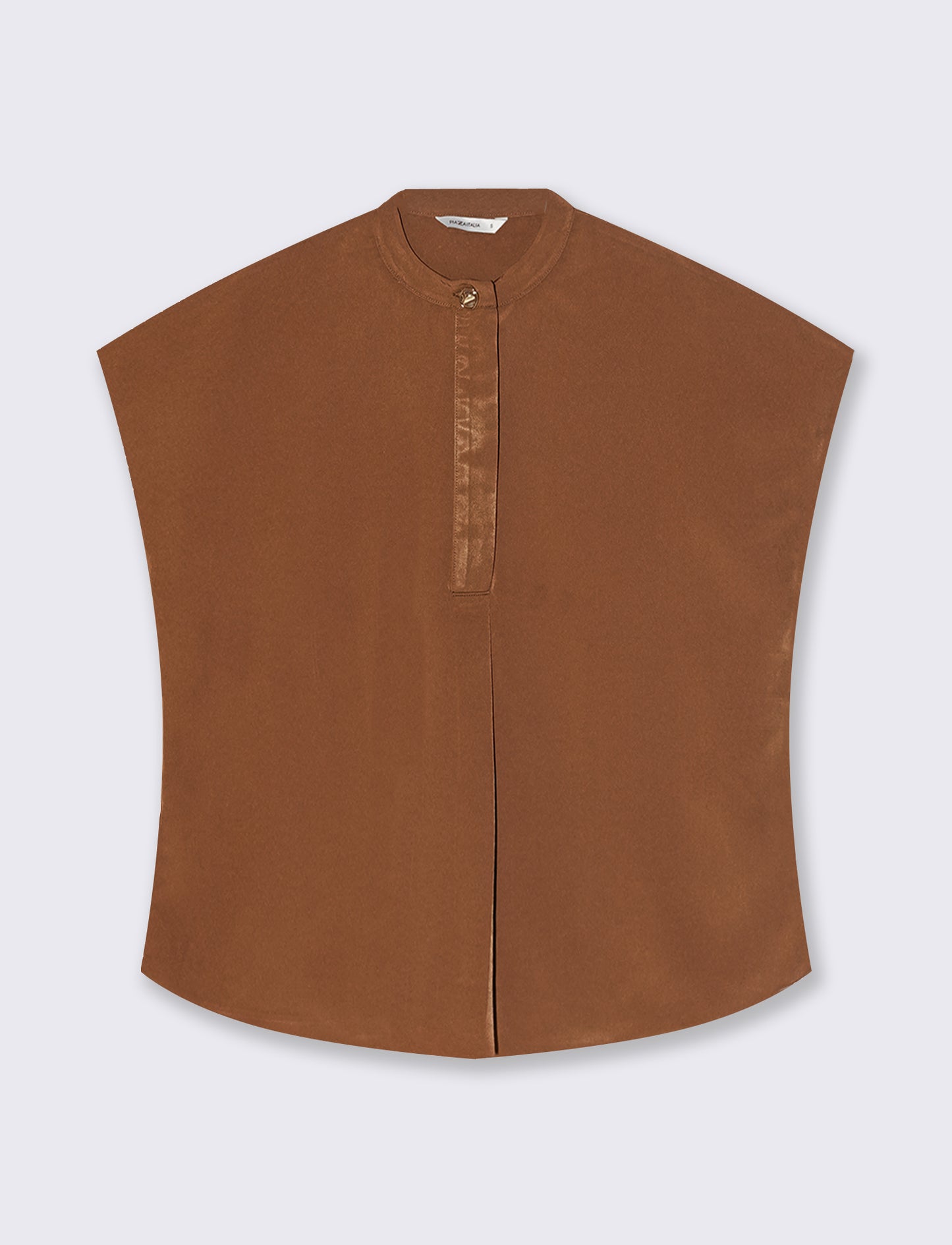 Blouse with Korean collar and slits - Brown