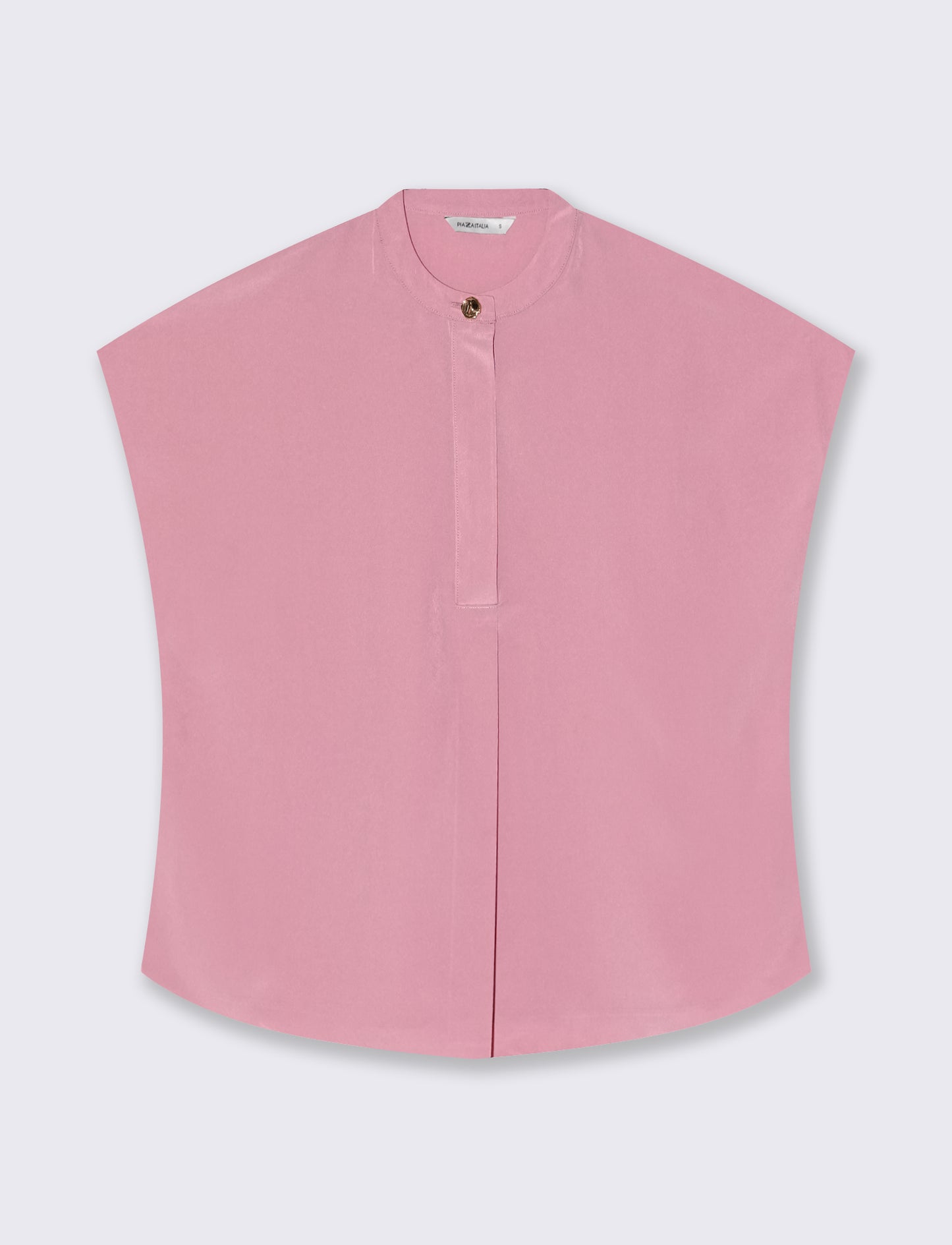 Blusa con colletto coreano e spacchi - Rosa polvere