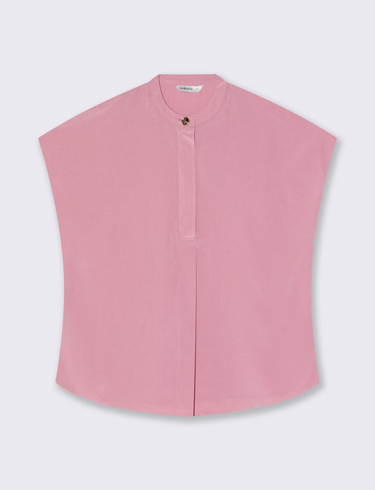 Blouse with Korean collar and slits - Pink