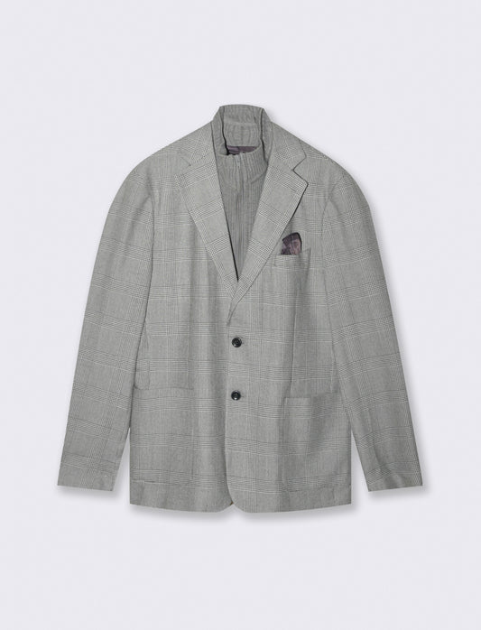BLAZER A QUADRI FORMAL FIT CON GILET IN MAGLIA - Grigio