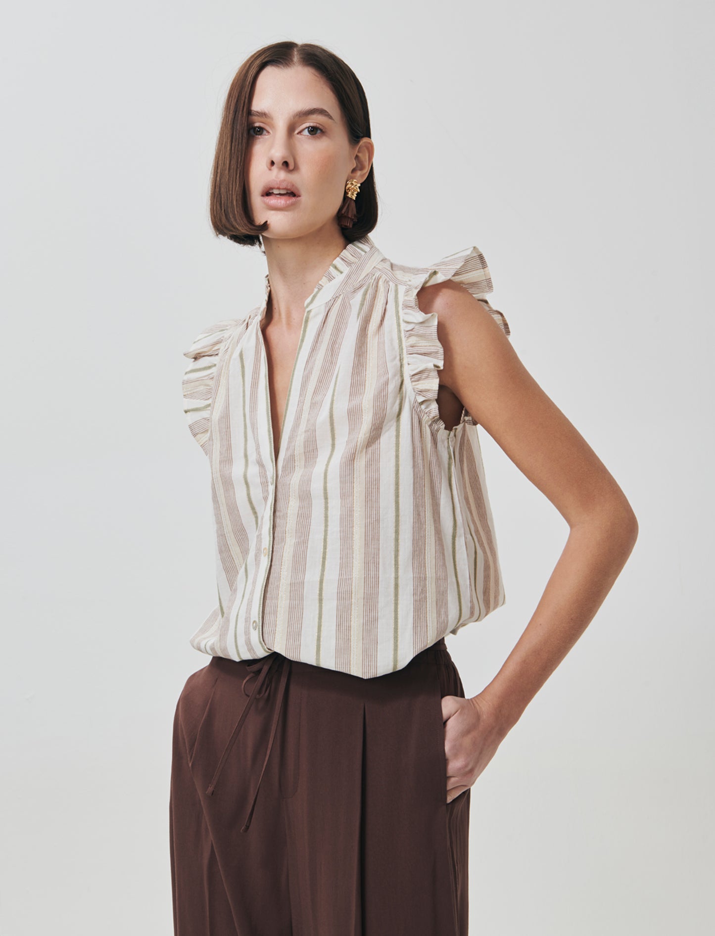 Camicia Giro Maniche con Rouches e Colletto - var 1